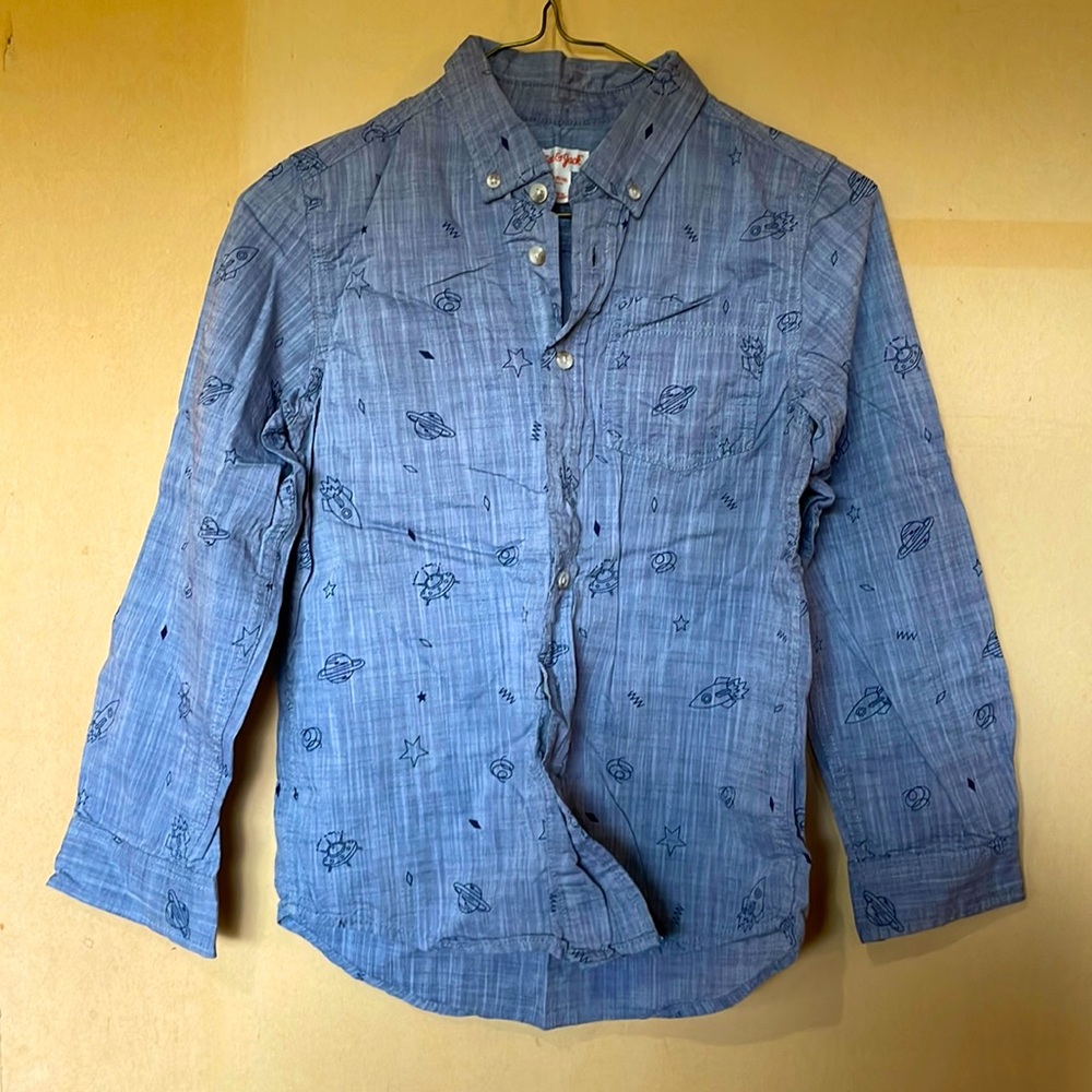 NWT ⭐️ Cat & Jack 🚀 Outer Space 🪐 L/S Dress Shirt Size 8/10